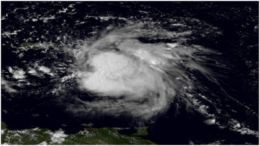 Tropical Storm Erika Over the Eastern Caribbean